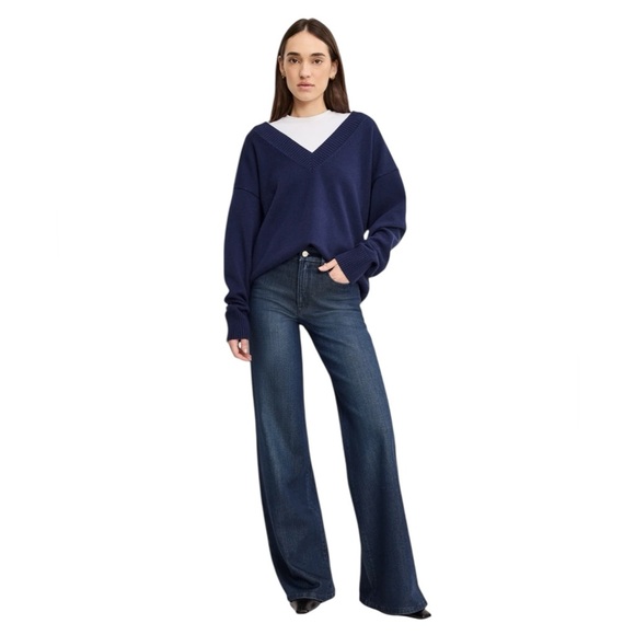 Good American Good Waist Soft Tech Palazzo Jeans Size 22 GWP220T Indigo 501 NWT - Picture 9 of 15